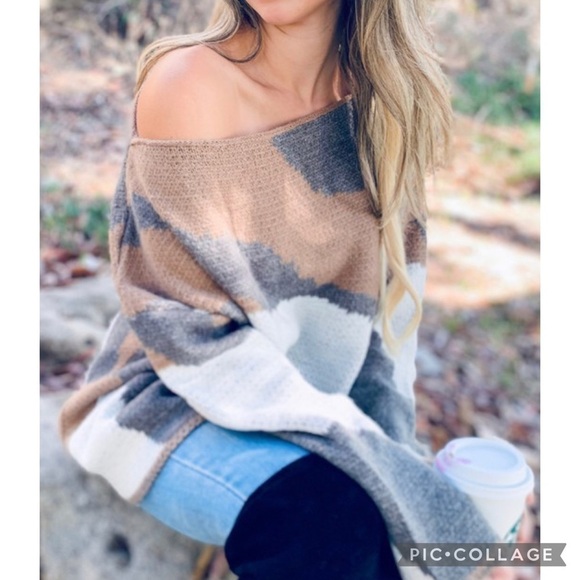 Blu Trends Sweaters - SALE!! Tri-Color Puzzle Piece Sweater